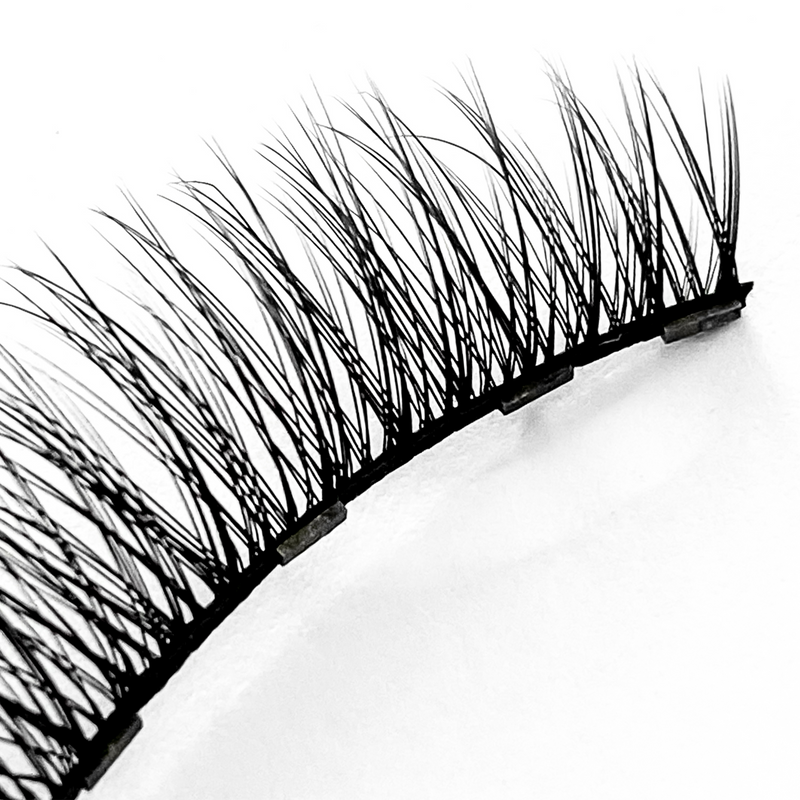 magnetic lashes with the smallest and most comfortable magnets . no mascara