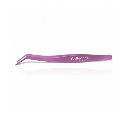Purple tweezer with 'Youthphoria Beauty' branding on a white background